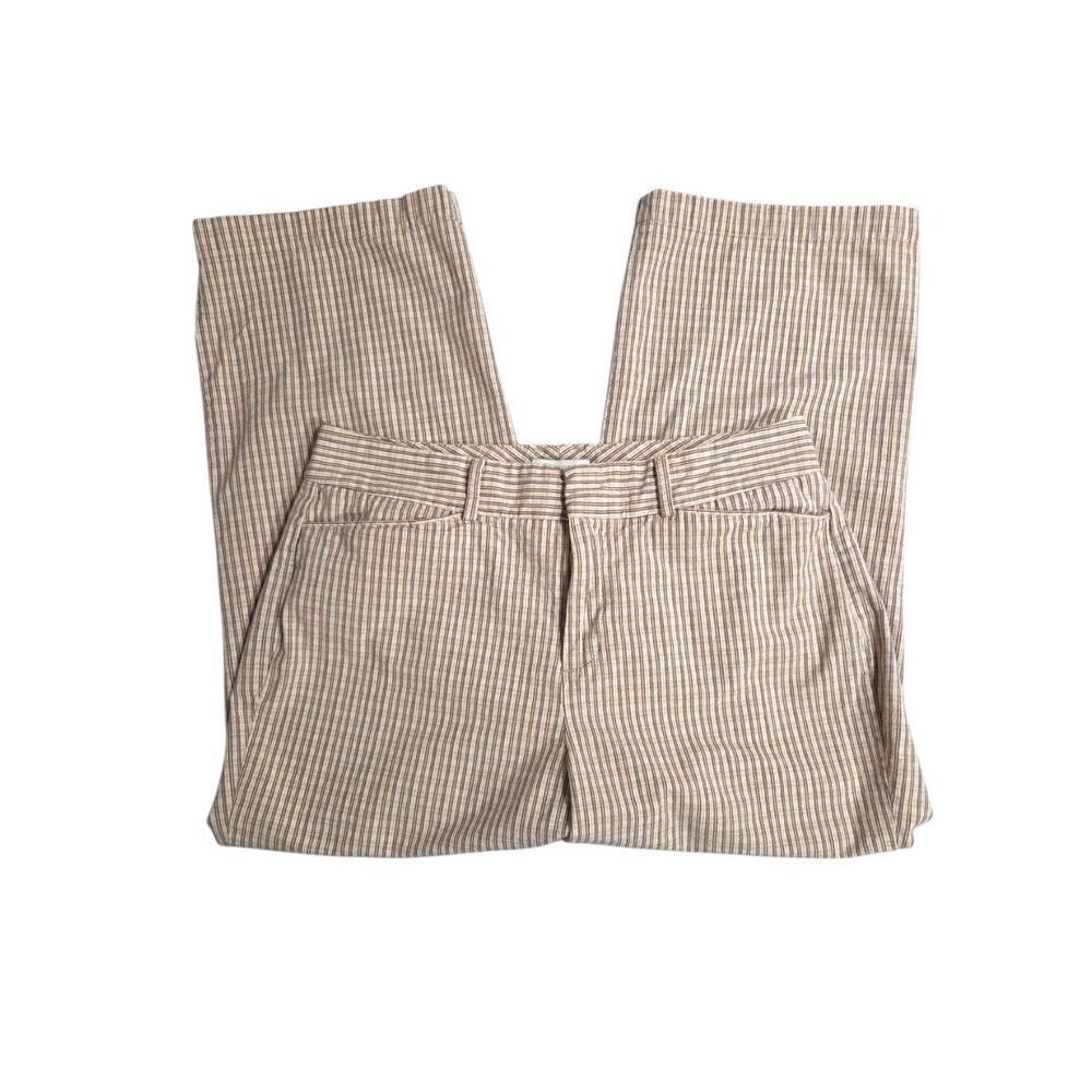 Dockers "Ideal Fit" Metro Capri Pants Brown/Beige Striped Stretch Size 6